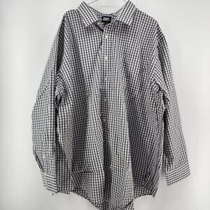 LANDS END Men's 3XL Gray Black Check Wrinkle Free Shirt NWT